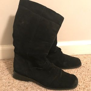 Genuine leather suede black boots